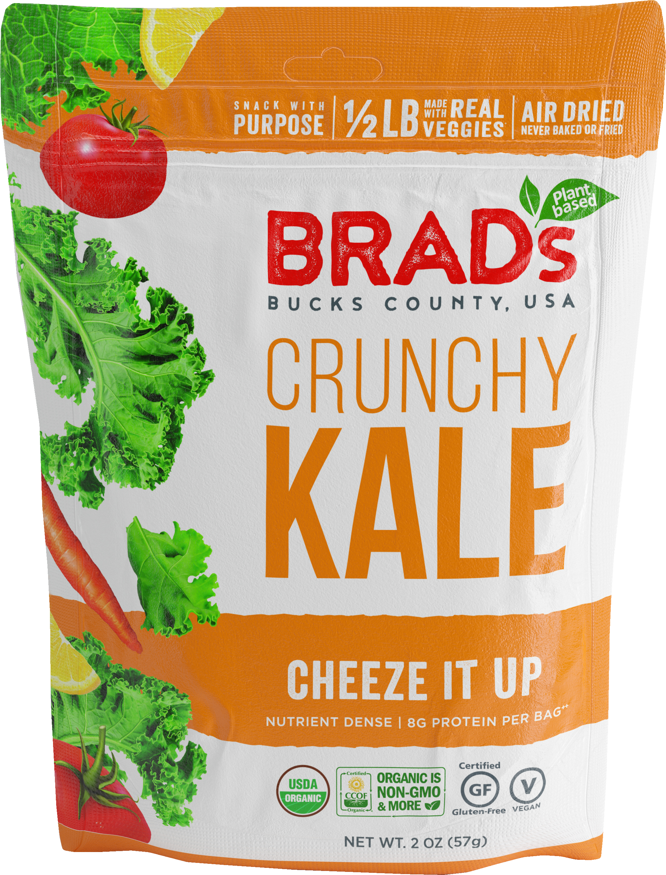 Brads Crunchy Kale Cheese Snack Package