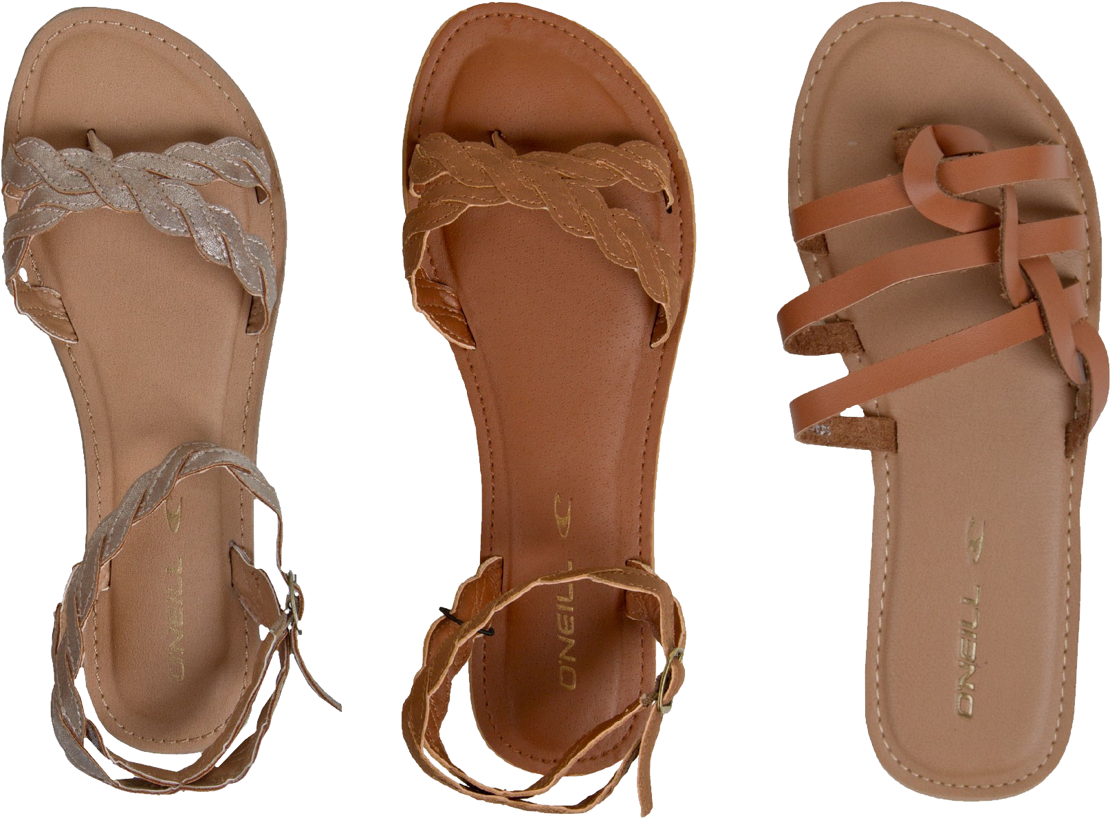 Braided Strap Brown Sandals Display