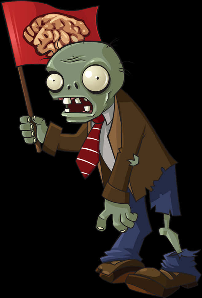 Brainy Zombie Cartoon Character