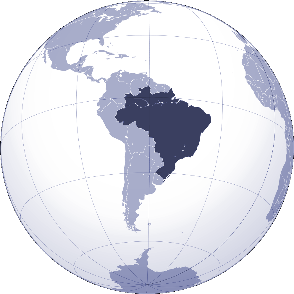 Brazil Highlightedon Global Map