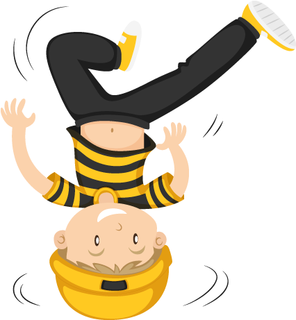 Breakdancing Bee Cartoon Character