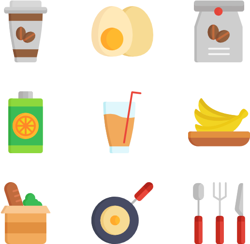 Breakfast Items Vector Illustration