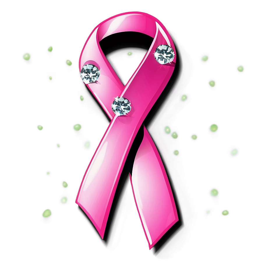 Breast Cancer Ribbon With Diamond Png 05252024