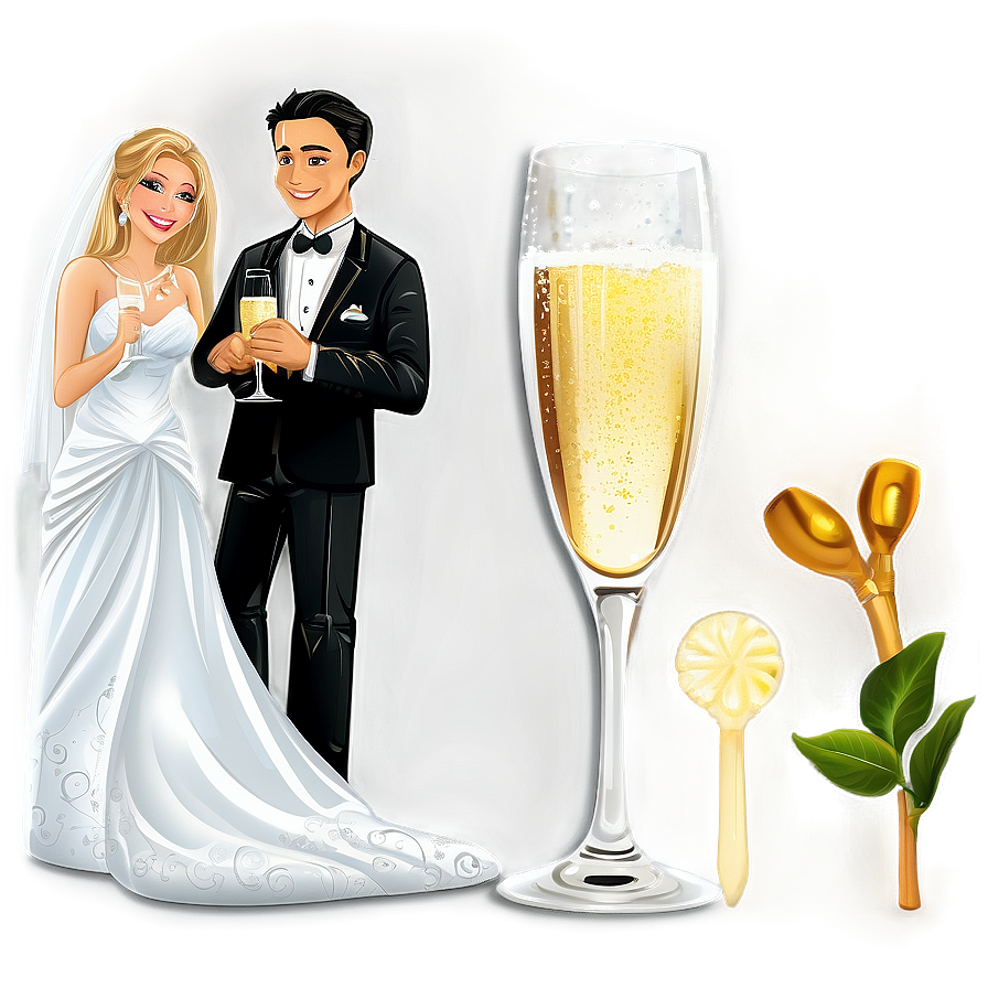 Bride And Groom Champagne Toast Png 06262024