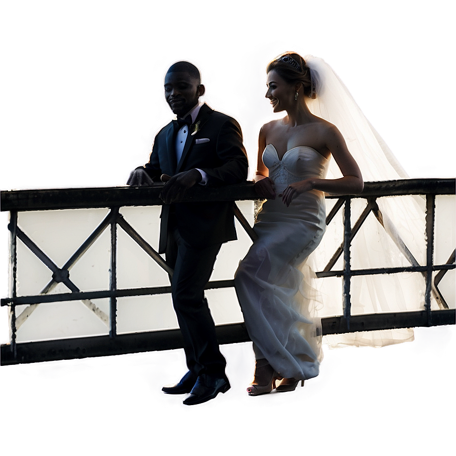 Bride And Groom On Bridge Png 06262024