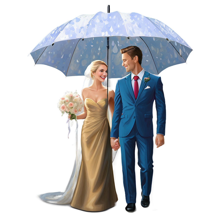 Bride And Groom Under Umbrella Png Pgx61