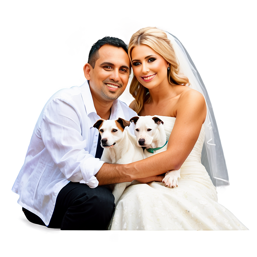 Bride And Groom With Pets Png 06262024