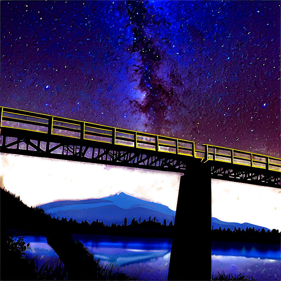 Bridge Under Starry Night Png Jpx