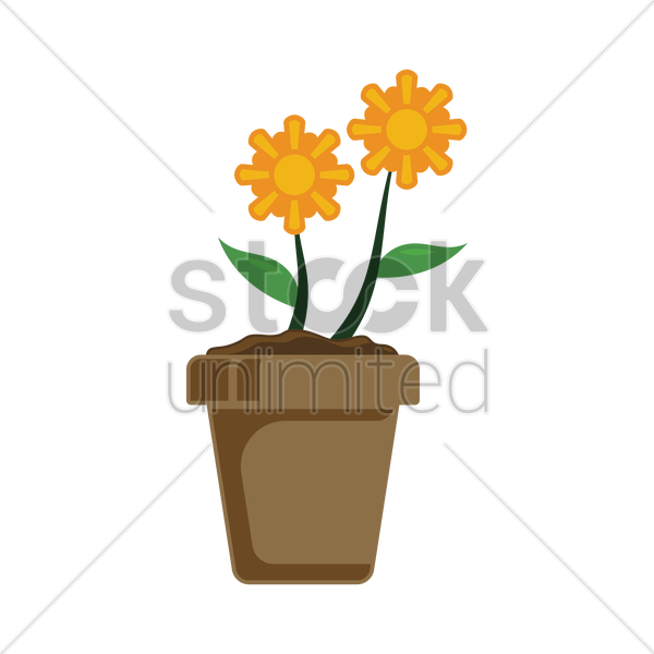 Bright Flowersin Brown Pot Graphic