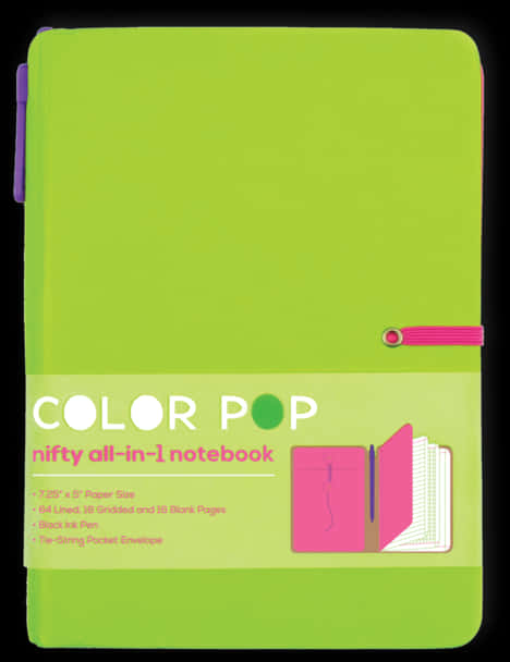 Bright Green Notebookwith Penand Pocket