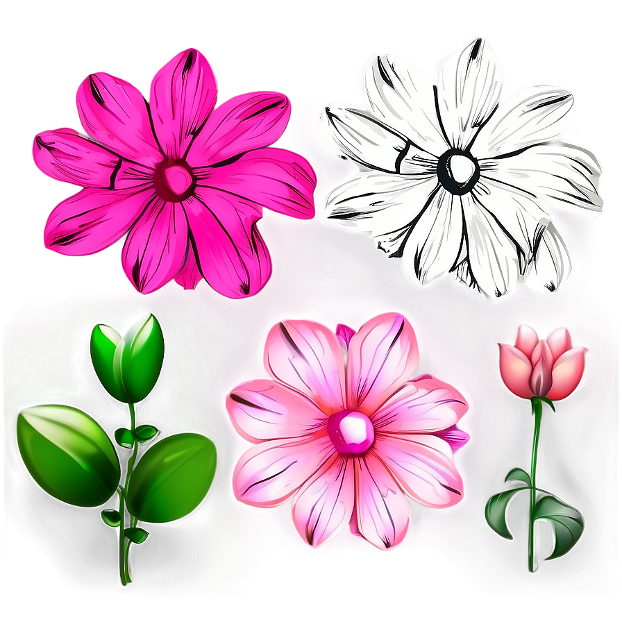 Bright Pink Flower Art Png Hqu