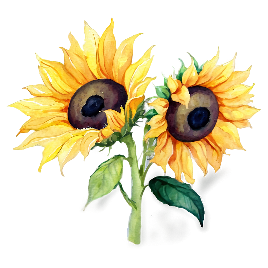 Bright Sunflower Watercolor Painting Png Hpf