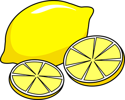 Bright Yellow Lemonand Slices Vector