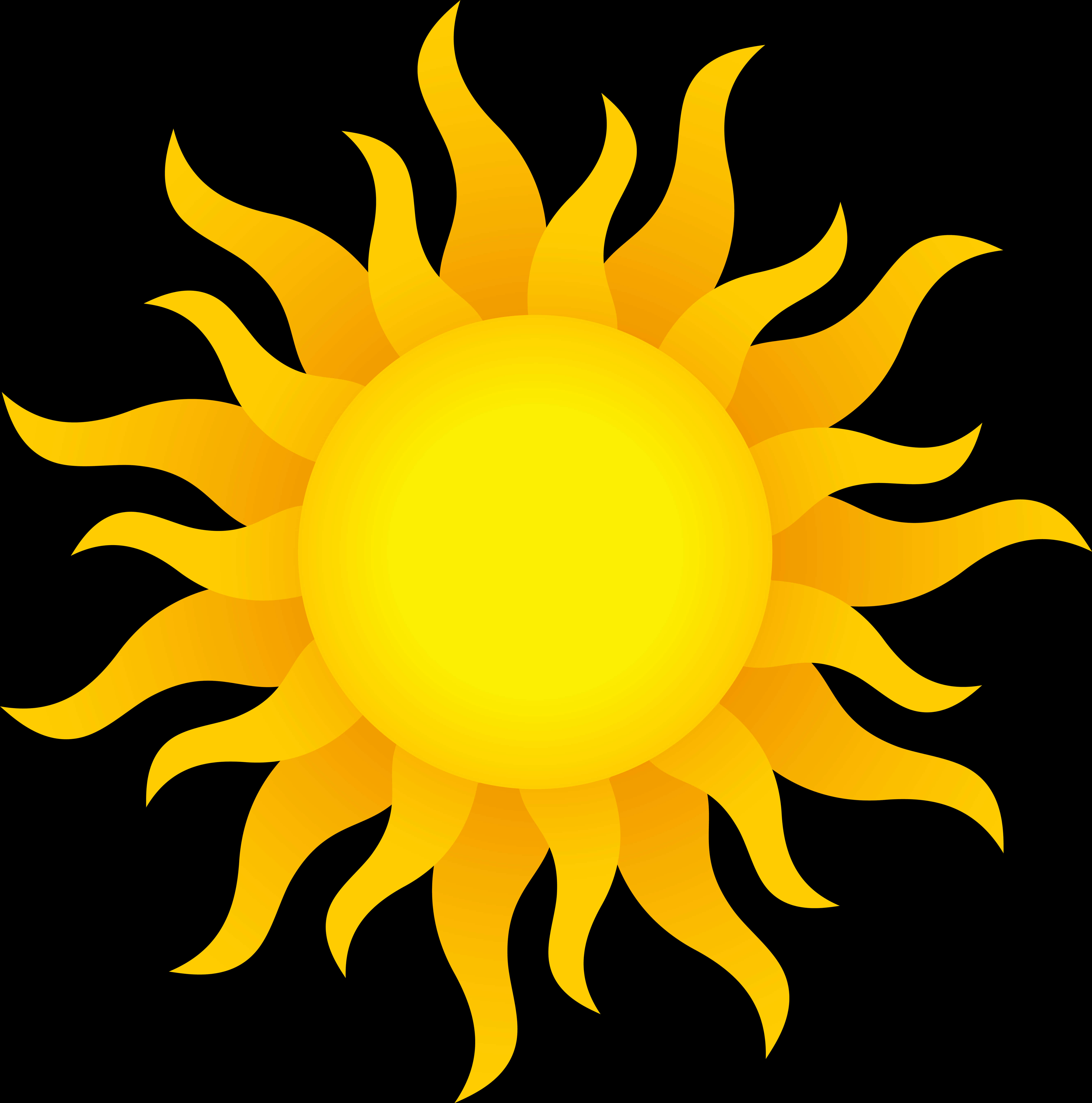 Bright Yellow Sun Graphic Transparent Background