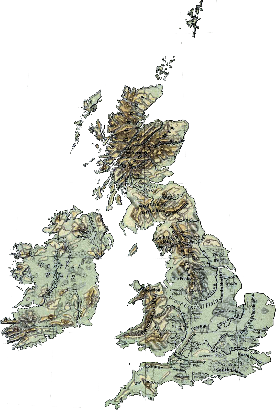 British Isles Topographic Map