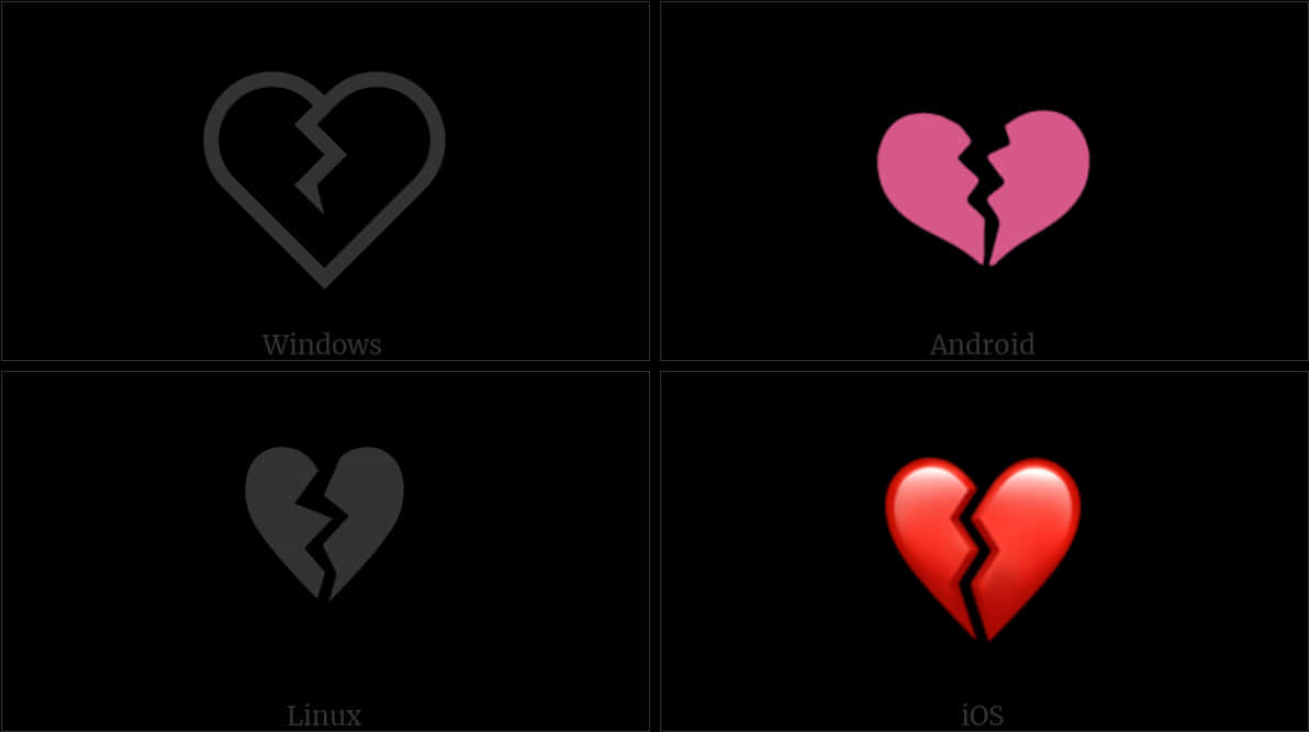 Broken Heart Icons Different Operating Systems