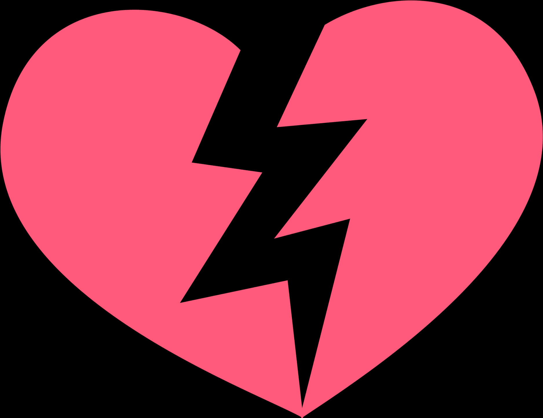 Broken Heart Symbol Pink Black Background