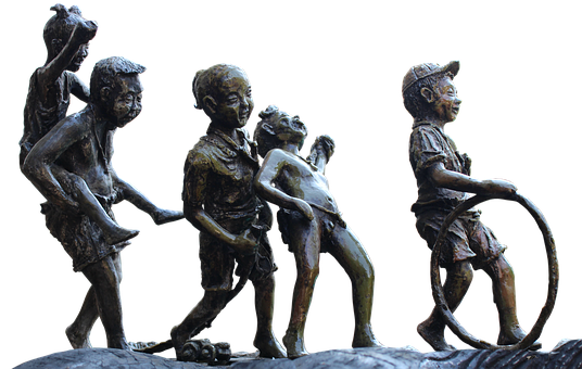 Bronze Children Playing Statue