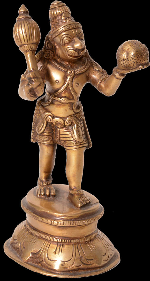 Bronze_ Hanuman_ Statue_with_ Mace_and_ Mountain
