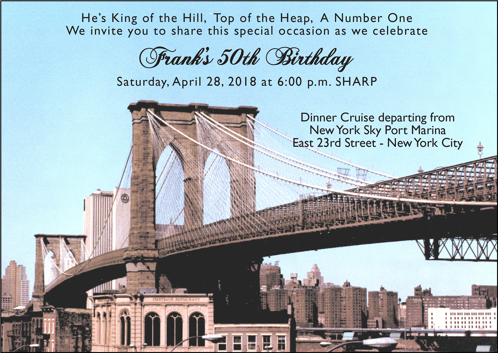 Brooklyn Bridge50th Birthday Invitation