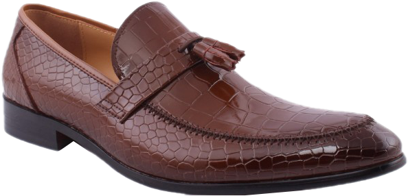 Brown Crocodile Pattern Loafer Men Shoe