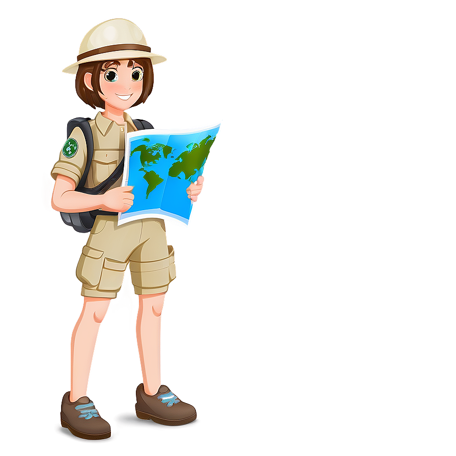 Brown Hair Explorer With Map Png 05252024