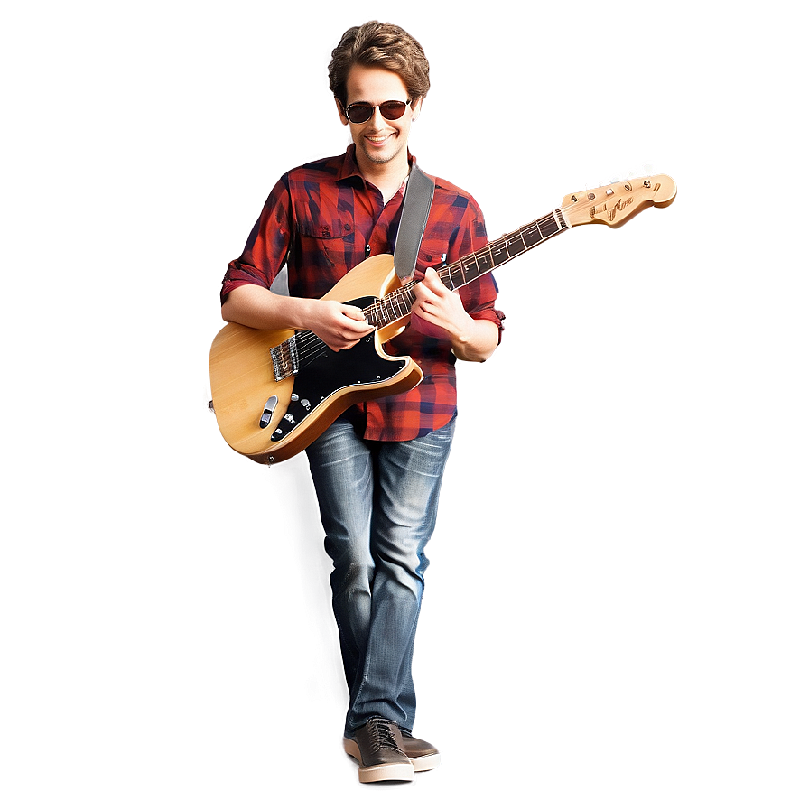 Brown Hair Guitarist On Stage Png 12