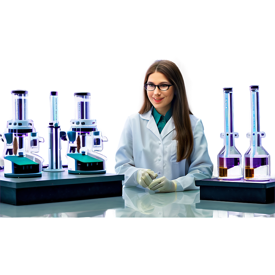 Brown Hair Scientist In Lab Png 05252024