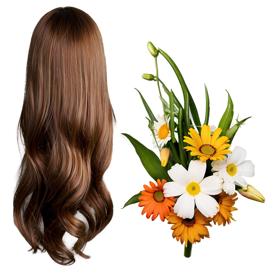 Brown Hair With Flowers Png Yak