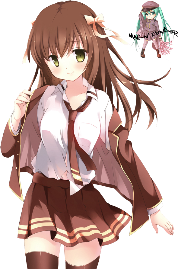 Brown Haired Anime Girl School Uniform