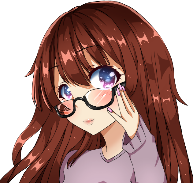 Brown Haired Anime Girl With Glasses