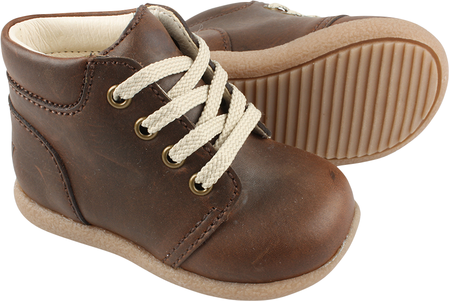 Brown Leather Child Shoe With Laces