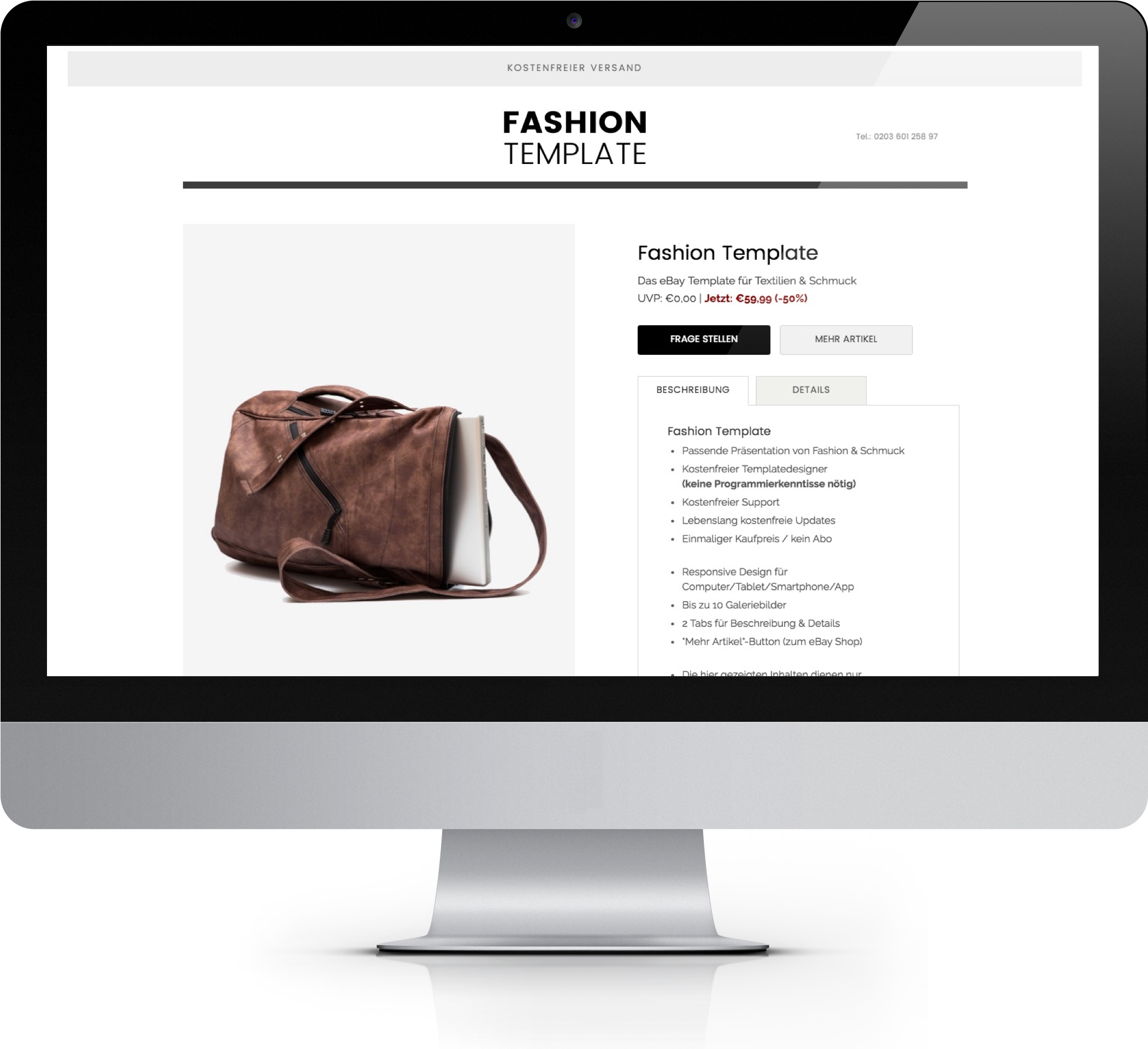 Brown Leather Handbag Ebay Listing Template