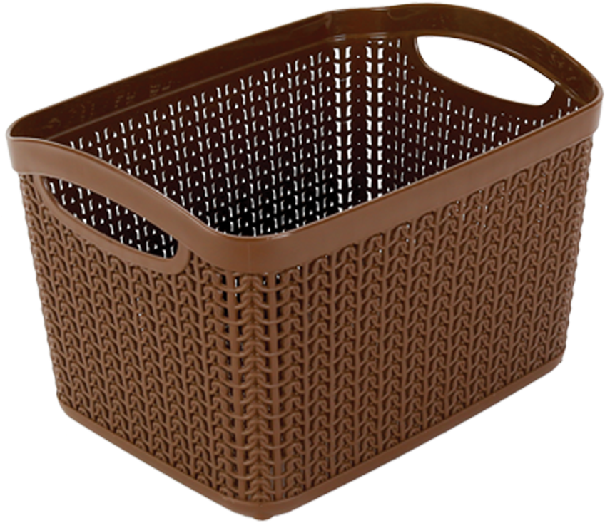 Brown Plastic Woven Basket