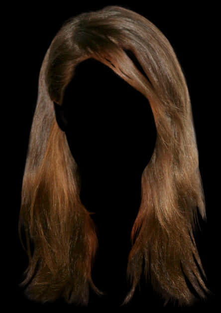 Brown Wig Silhouetteon Black Background