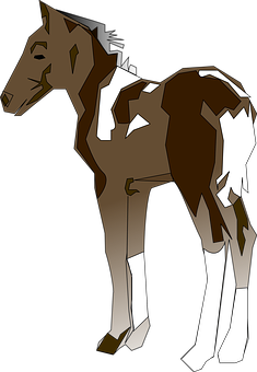 Brownand White Geometric Horse Illustration