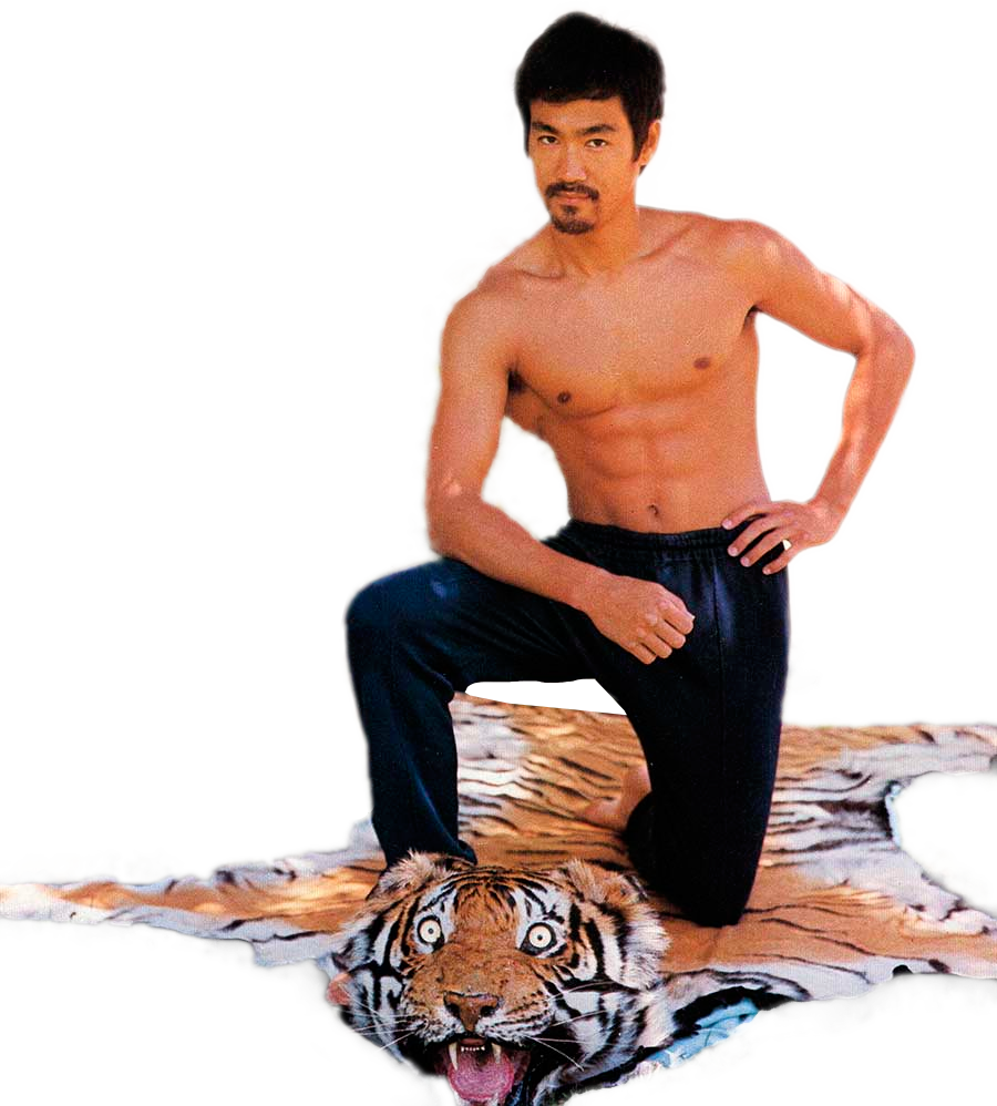 Bruce Lee Poseon Tiger Skin Rug