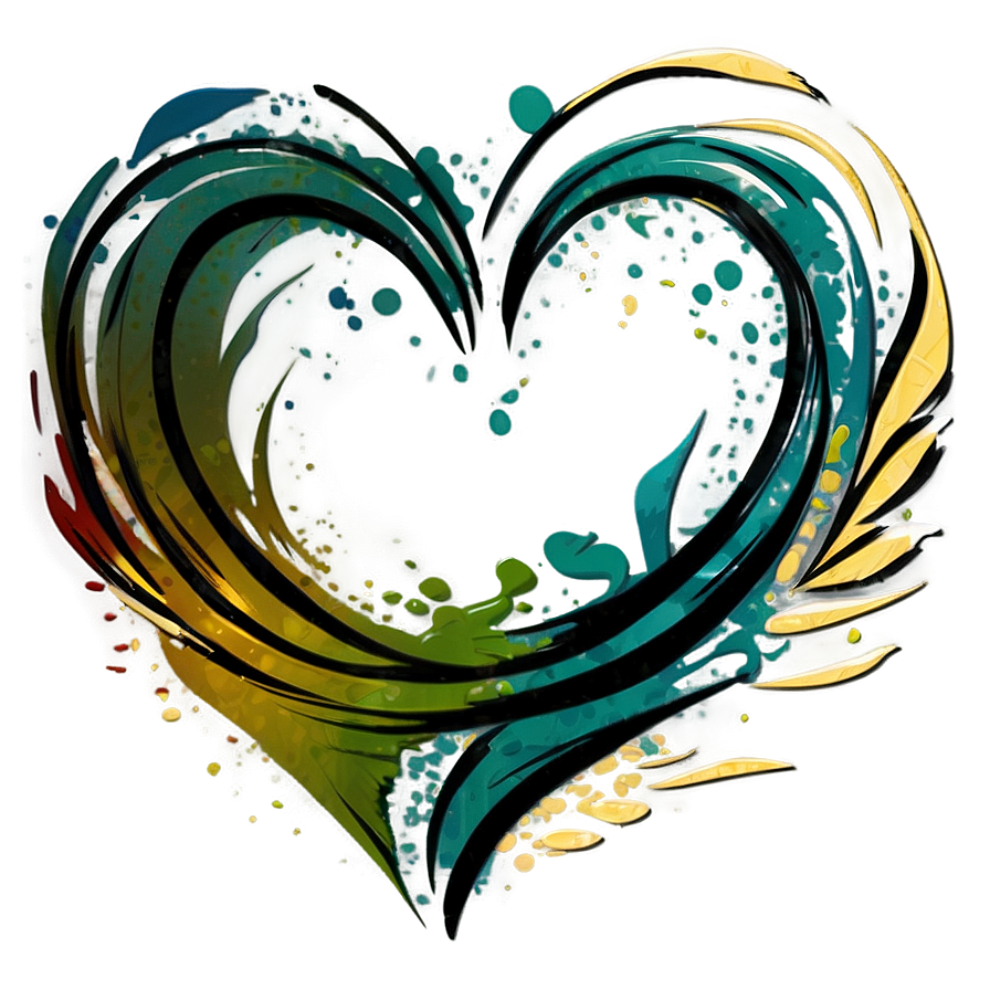 Brush Stroke Heart Outline Png Hwo