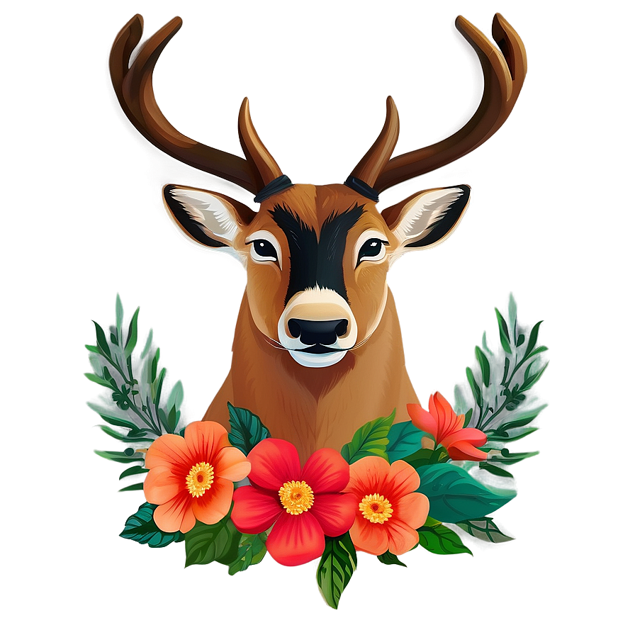 Buck In Floral Frame Png 06252024