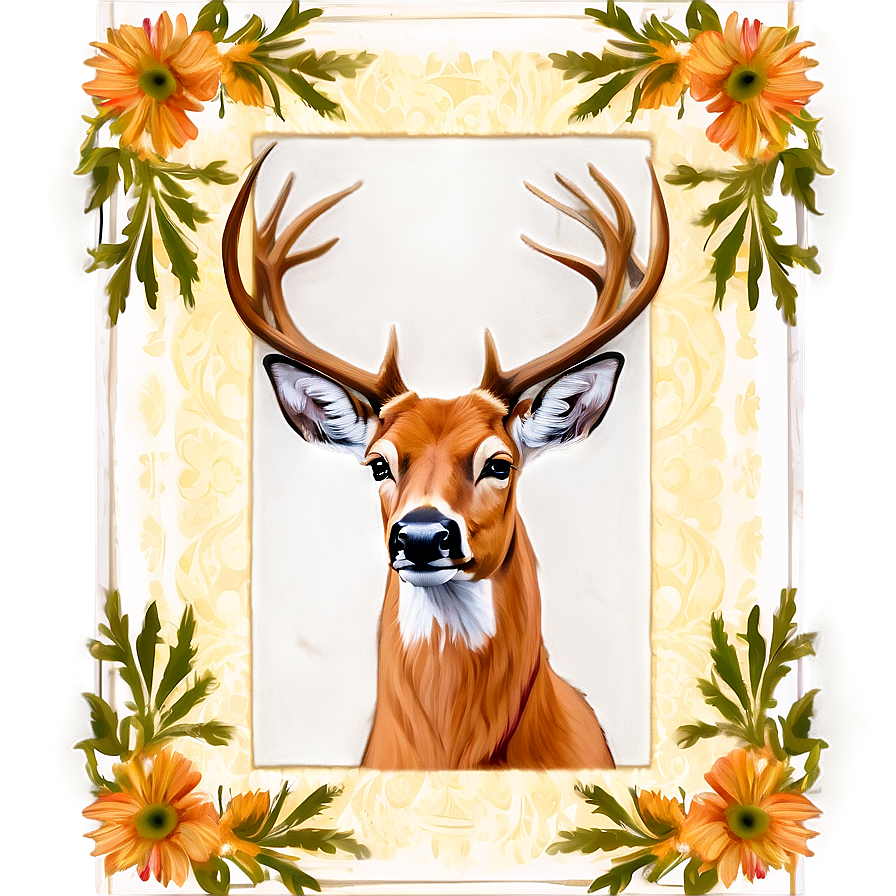 Buck In Floral Frame Png 58