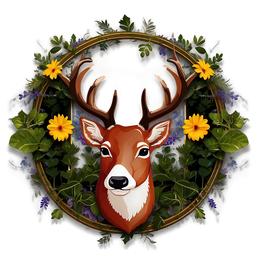 Buck In Floral Frame Png Aan70