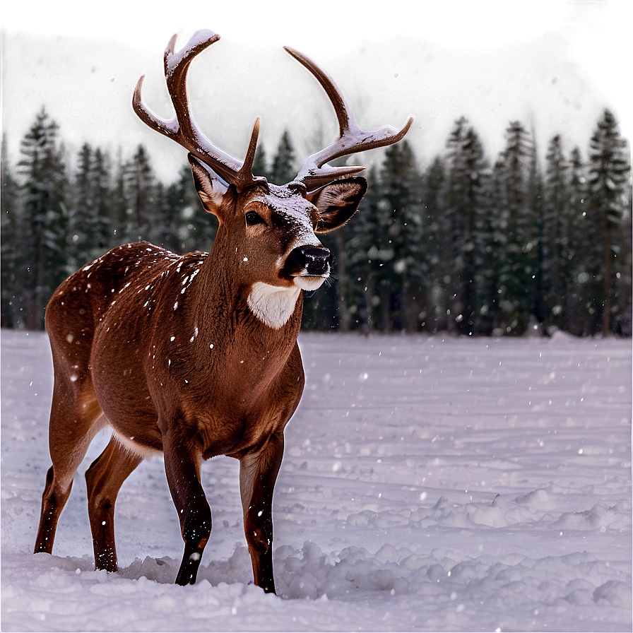 Buck In Snowstorm Png 06252024