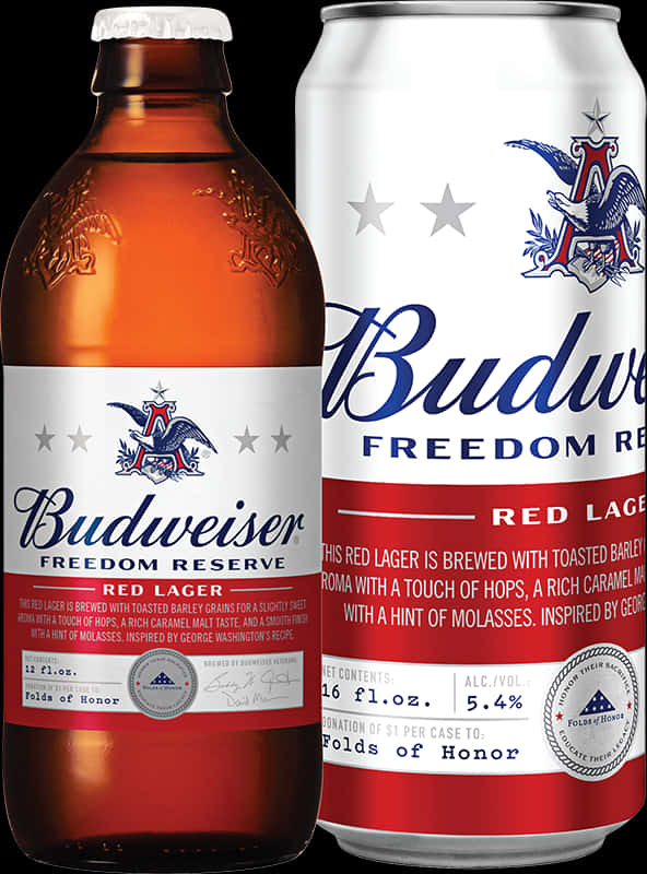 Budweiser Freedom Reserve Red Lager Bottle Can