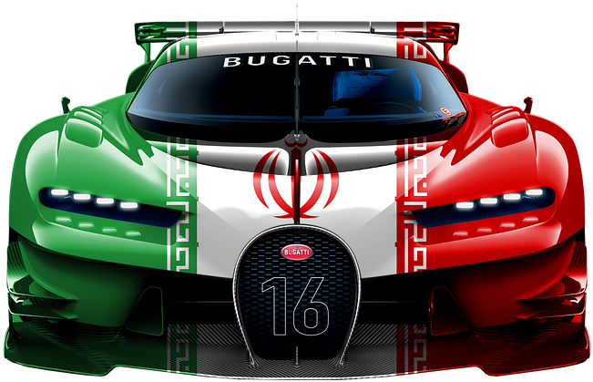Bugatti Race Car Iranian Flag Design