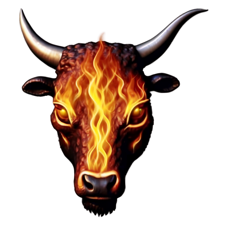 Bull Head In Flames Png Mbd