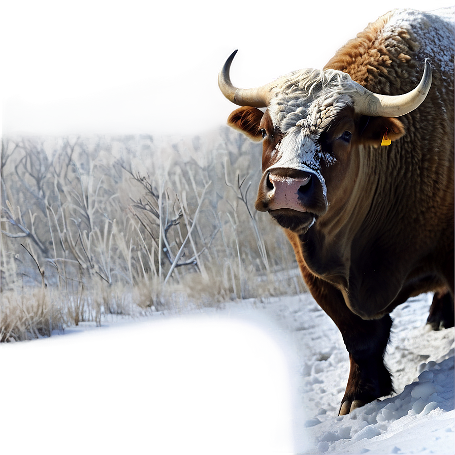 Bull In Snow Scene Png 05242024