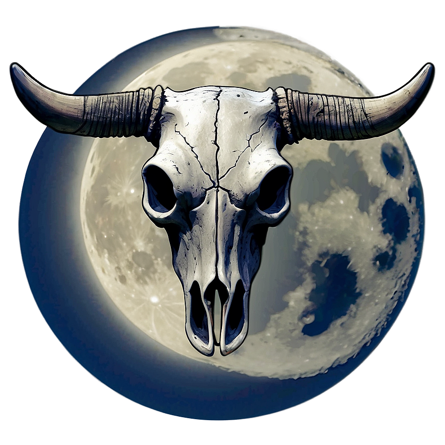 Bull Skull And Full Moon Png Hjw