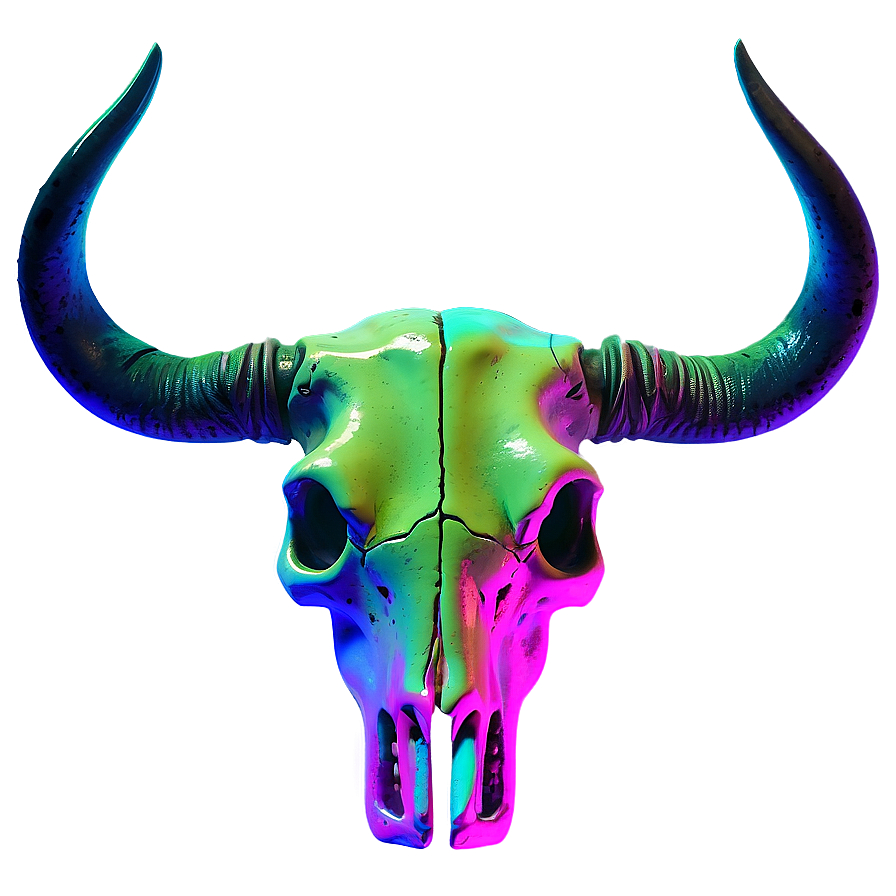 Bull Skull In Neon Colors Png 06122024