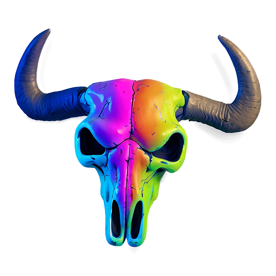 Bull Skull In Neon Colors Png 92