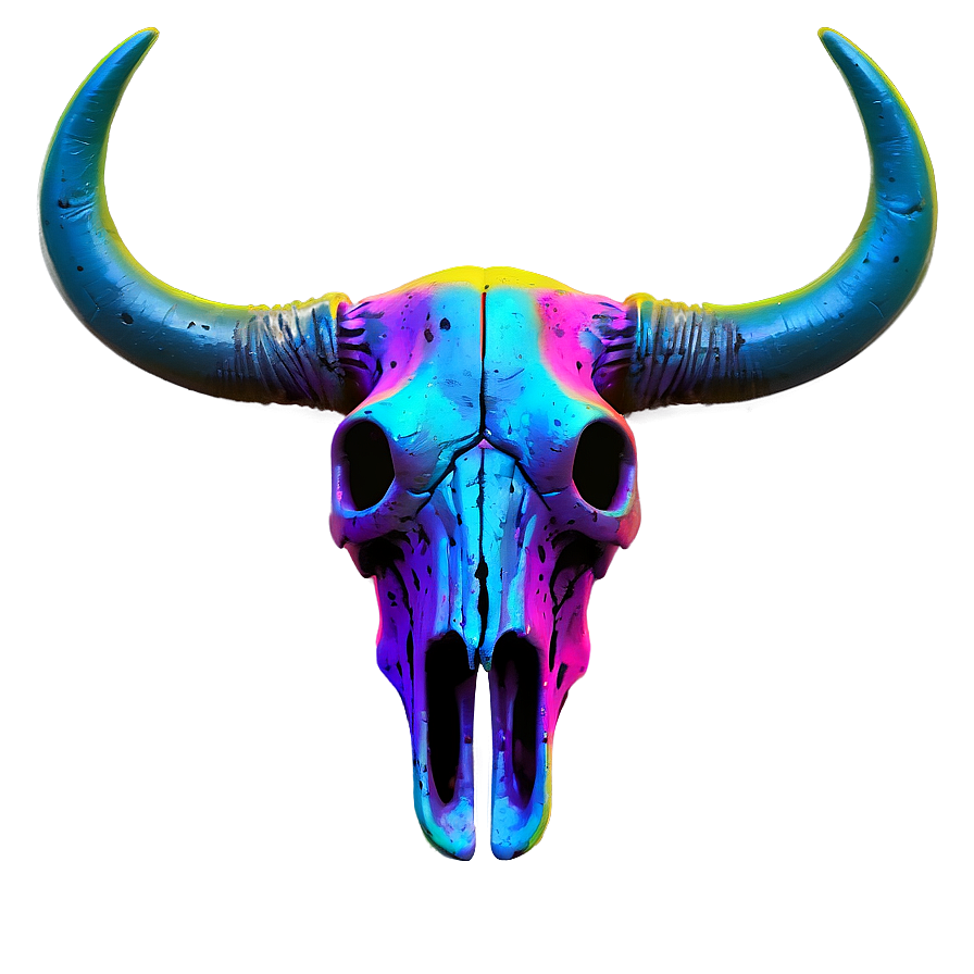 Bull Skull In Neon Colors Png Tgl